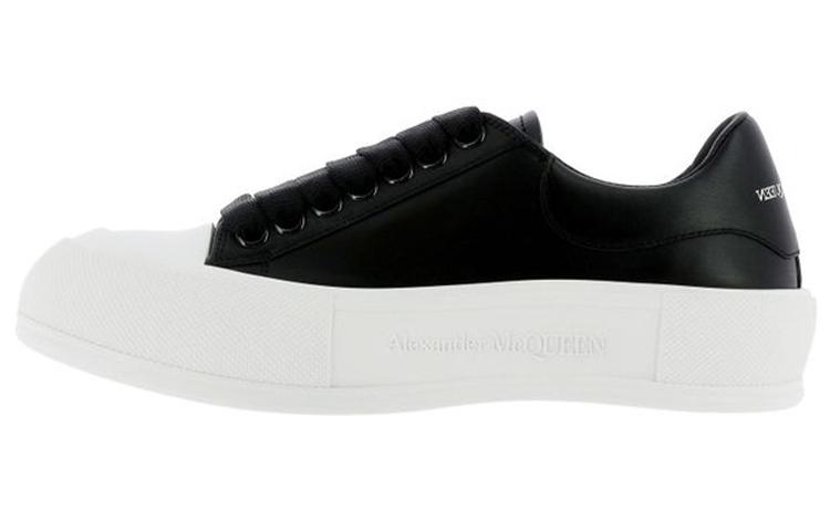 Alexander McQueen Deck Plimsoll Lace Up Sneakers 'Black White' Women's