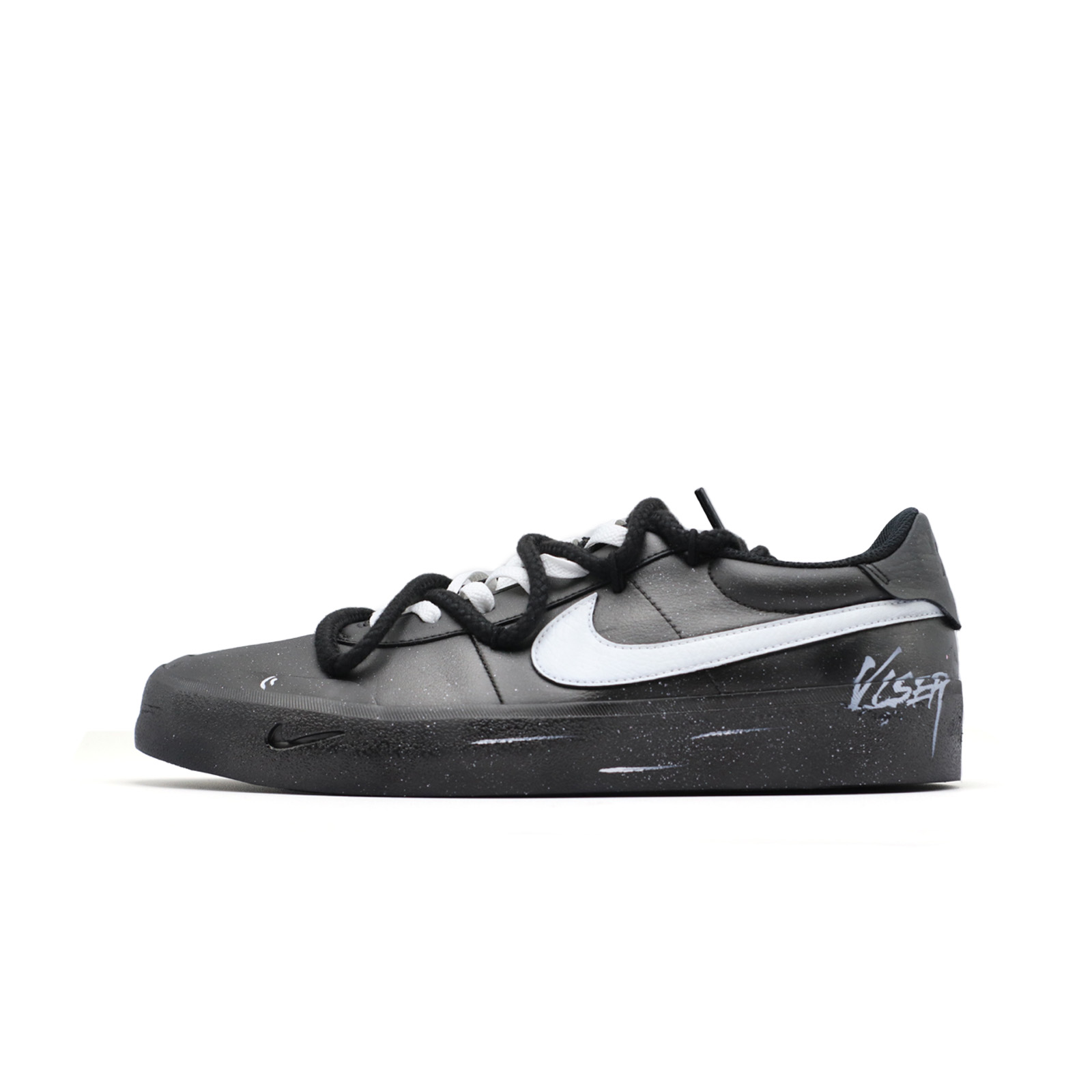 Nike Court Shot Black Quiet White Slip Resistant Abrasion Resistant Low top Skateboard Shoes Men's Black White