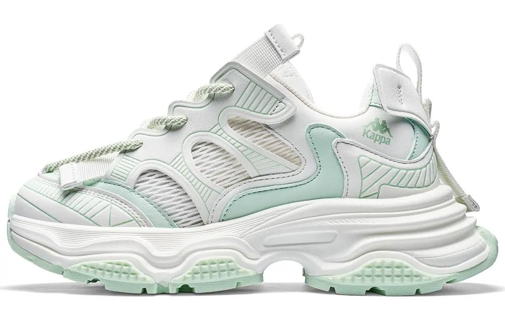 Kappa Urban Sports Back to Back Anti Slip Wear Resistant Low Top Chunky Sneakers Women's Winter Day Daytime Water Teal