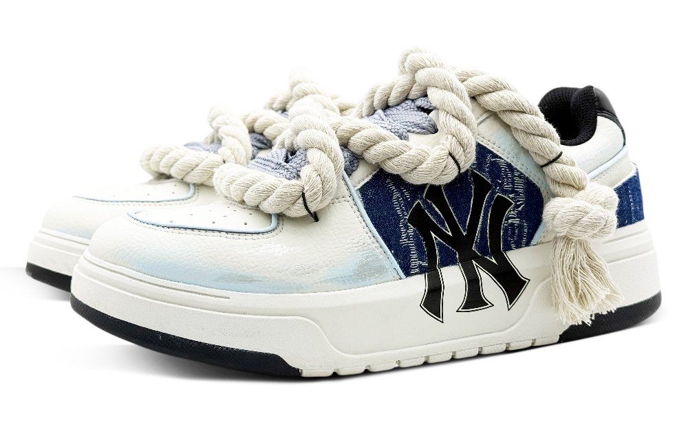 MLB Chunky Liner Morning Mist Slip Resistant Waterproof Height Increasing Low Top Skateboard Shoes Unisex Sky Blue