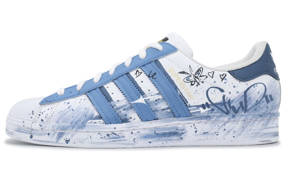Adidas Originals SUPERSTAR Anti-Slip And Wear-Resistant Lightweight Low-Top Skateboard Shoes Unisex Blue White
