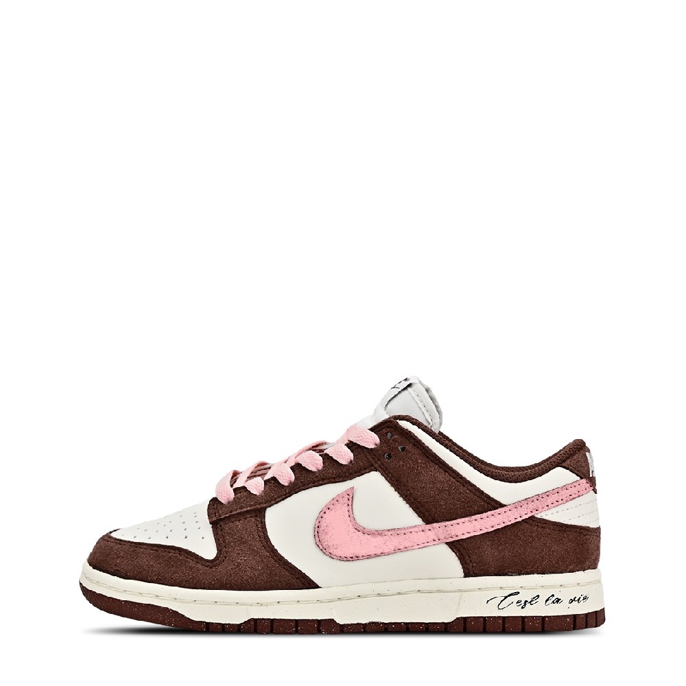 Nike Dunk Anti Slip Wear Resistant Low Top Skateboard Shoes Unisex Pink Brown