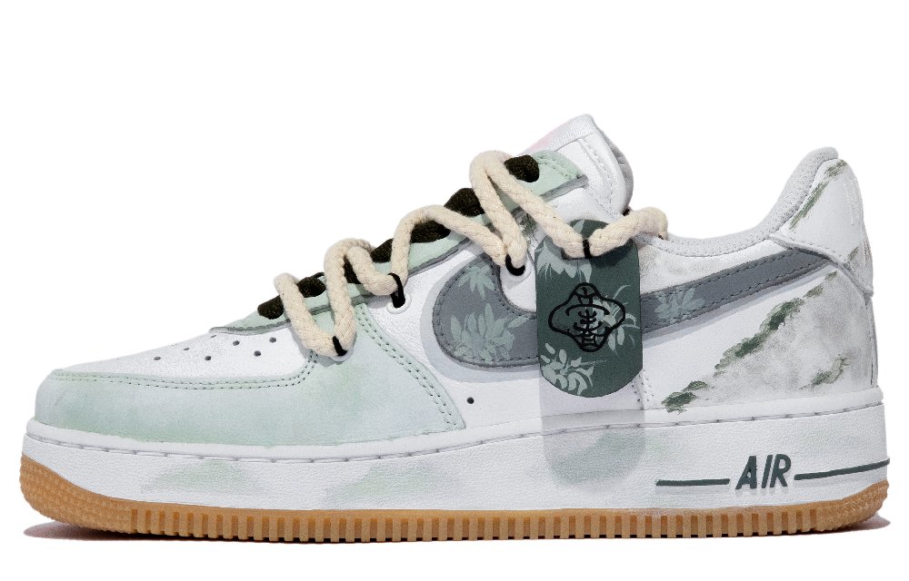 Nike Air Force 1 Low Top Skateboard Shoes Unisex Green White Gray