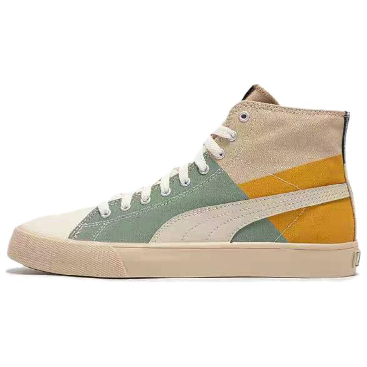 PUMA Cushioning Wear-Resistant High-Top Skateboard Shoes Unisex White Green Yellow