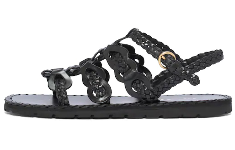 PRADA Braided Leather Sandals 'Black' Women's