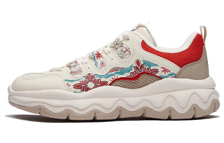 361° Cushioning, Slip Resistant, And Abrasion Resistant Low Top Sports Casual Shoes Women's Beige Red