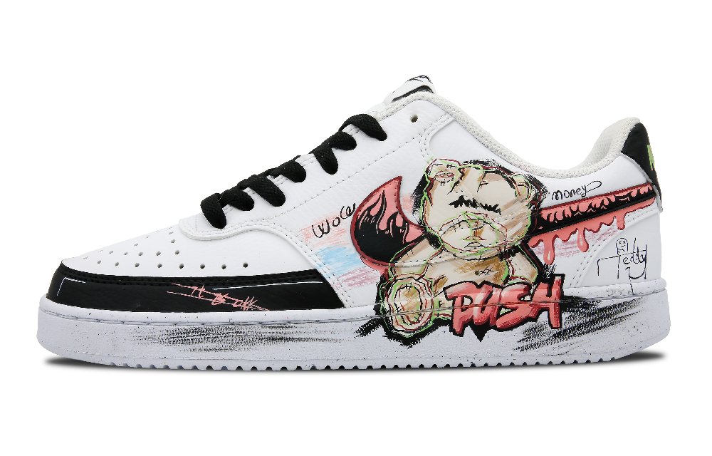 Nike Court Vision 1 Low-Top Skateboard Shoes Unisex Black Pink
