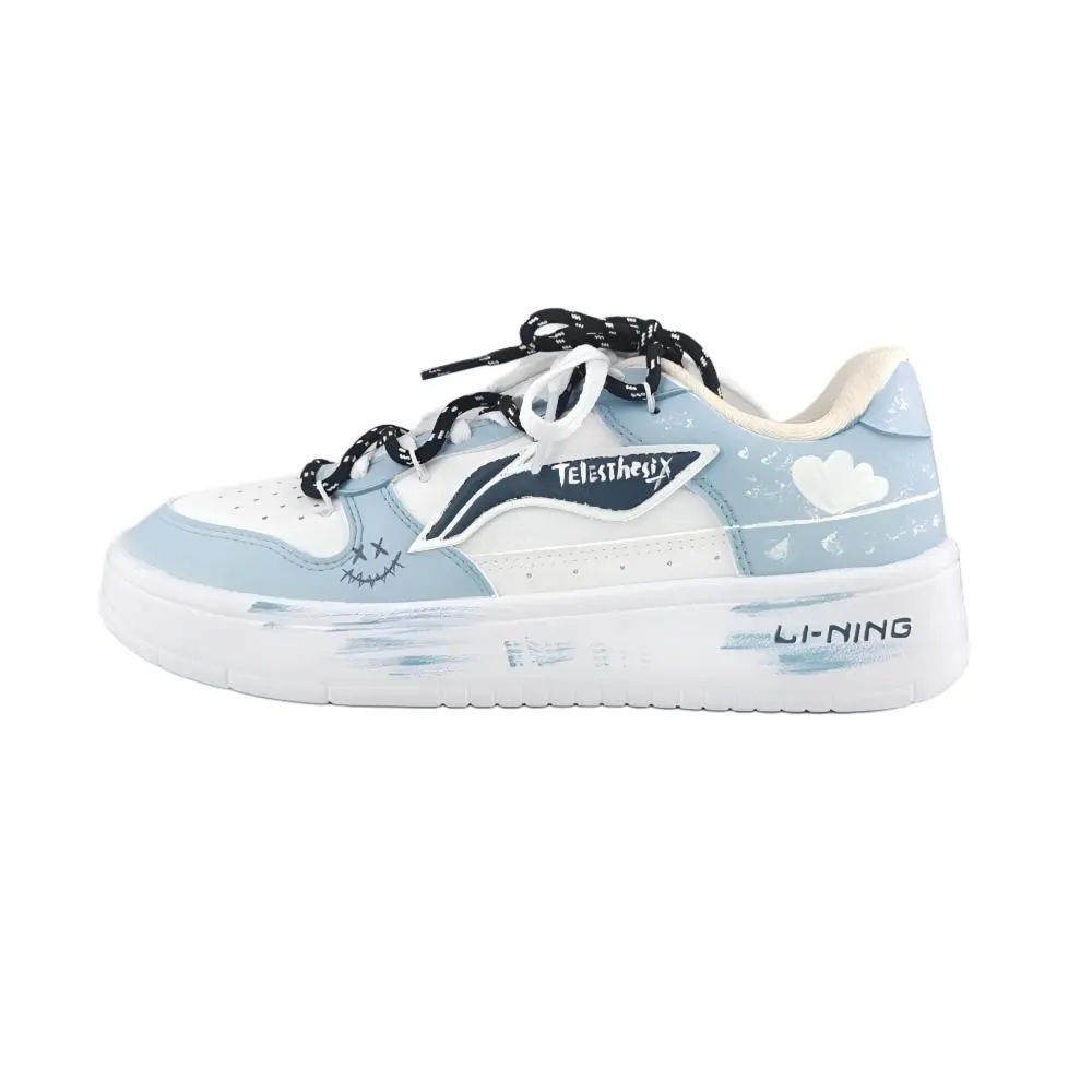 LiNing Pontoon Boats Coverage Abrasion Resistant Low top Skateboard Shoes Unisex Light Blue