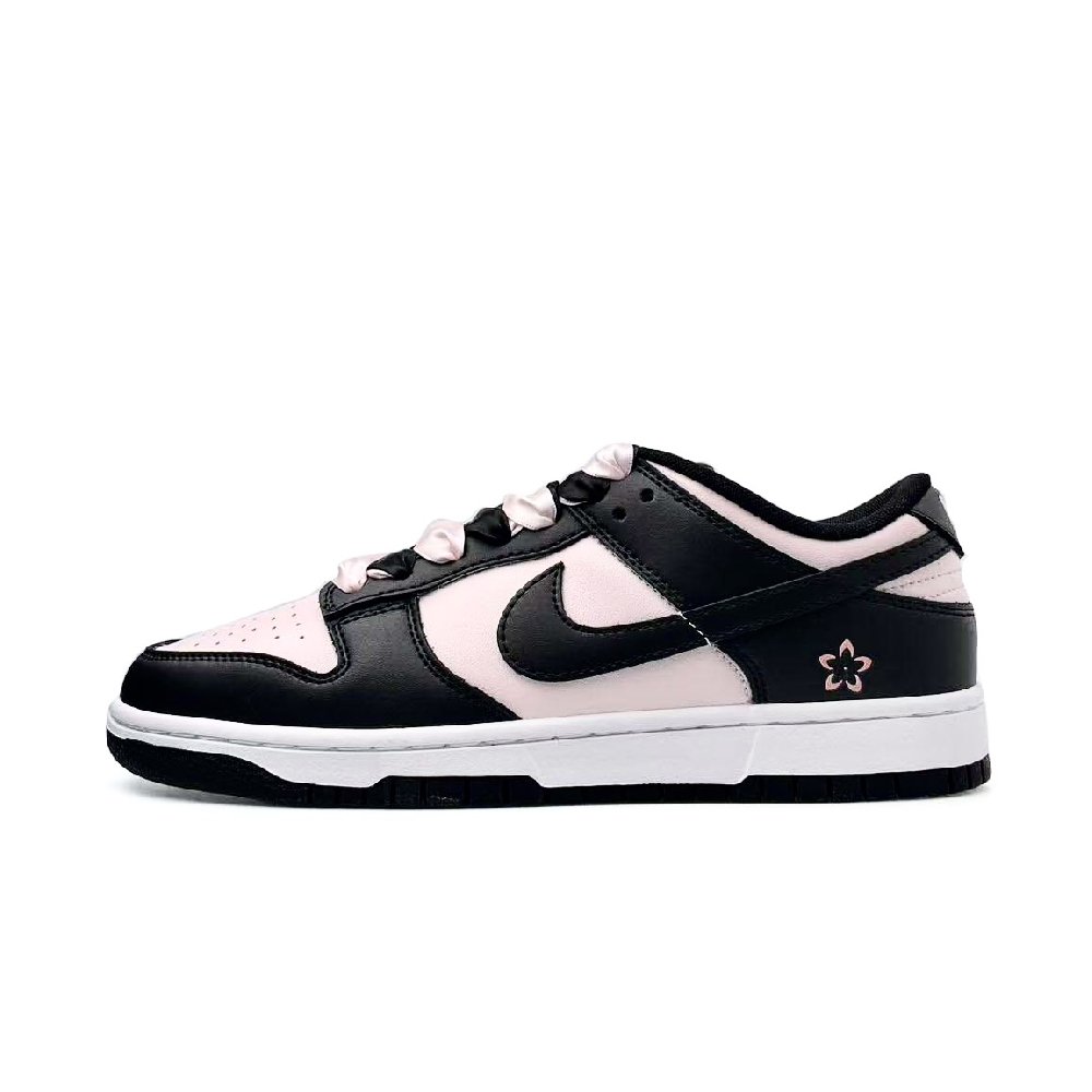Nike Dunk Cherry Blossoms Abrasion Resistant Low Top Skateboard Shoes Unisex Black Pink