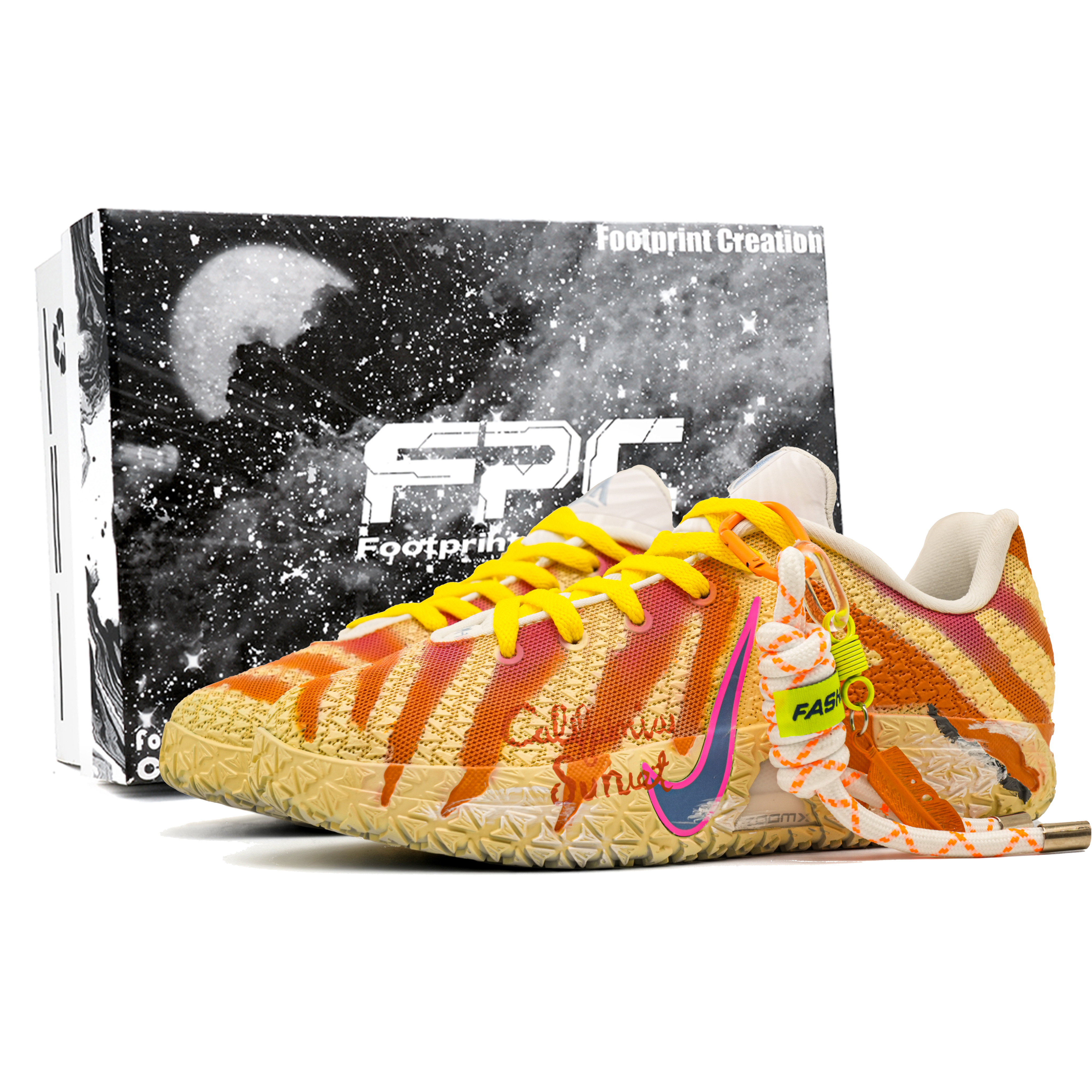 Nike California Day, Footprint Innovation Cushioning, Wear Resistant Low top Basketball Shoes Unisex Yellow