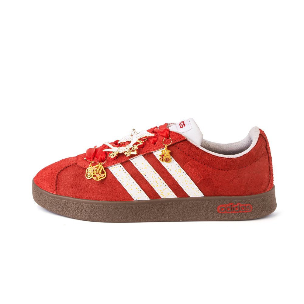 Adidas Neo Vl Court Classic Slip Resistant Cushioning Abrasion Resistant Low Top Skateboard Shoes Unisex Red