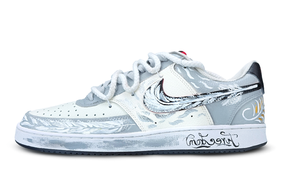 Nike Court Vision 1 Feathered Wings Abrasion Resistant Low Top Skateboard Shoes Men's Gray
