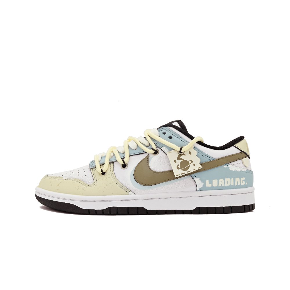 Nike Dunk Low-Top Skateboard Shoes Women's Yellow Blue