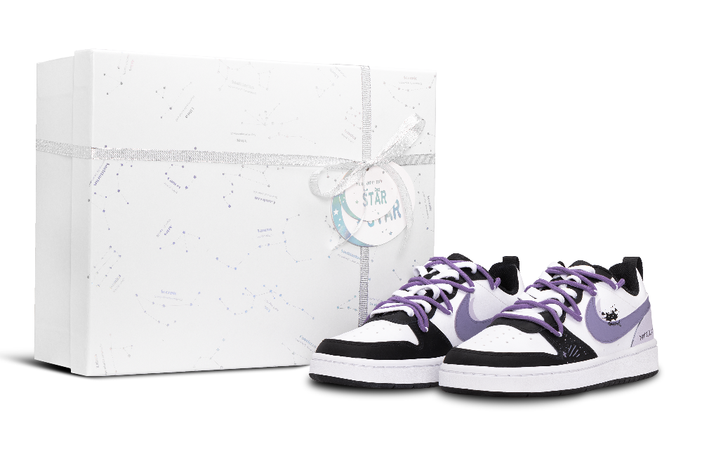 Nike Court Borough Anti-Slip Wear-Resistant Low-Top Skateboard Shoes GS Purple