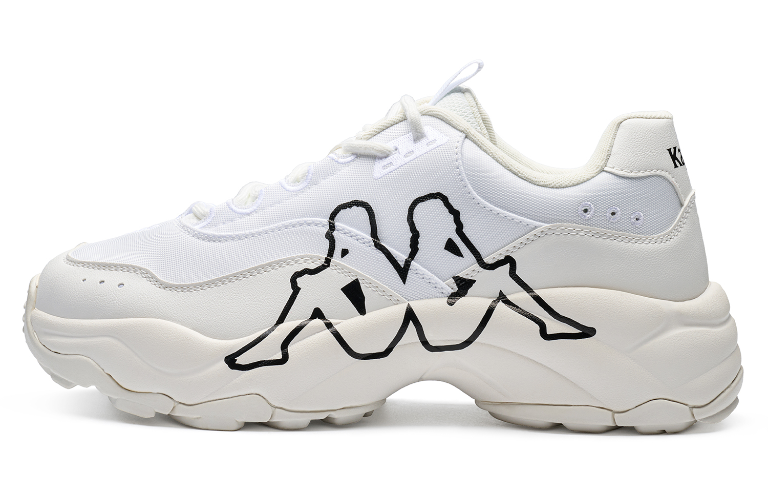 Kappa Anti-Slip Wear-Resistant Low-Top Chunky Sneakers Unisex Classic White/Black