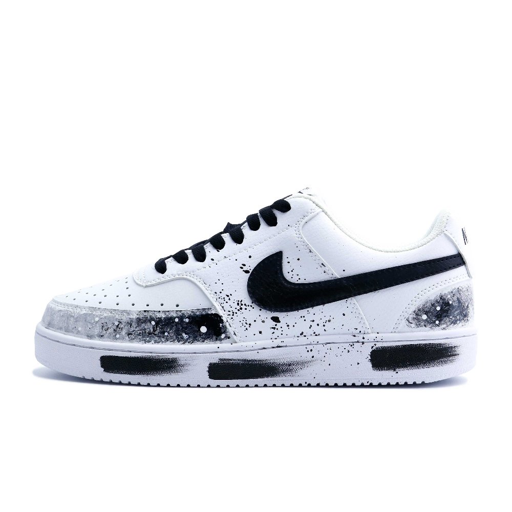 Nike Court Vision Galaxy Planet Slip Resistant And Breathable Low Top Skateboard Shoes Men's Black White