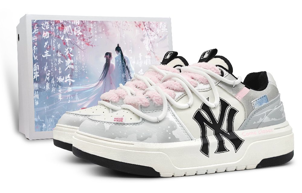 MLB Chunky Liner Wear-Resistant Low-Top Skateboard Shoes Unisex Pink Gray