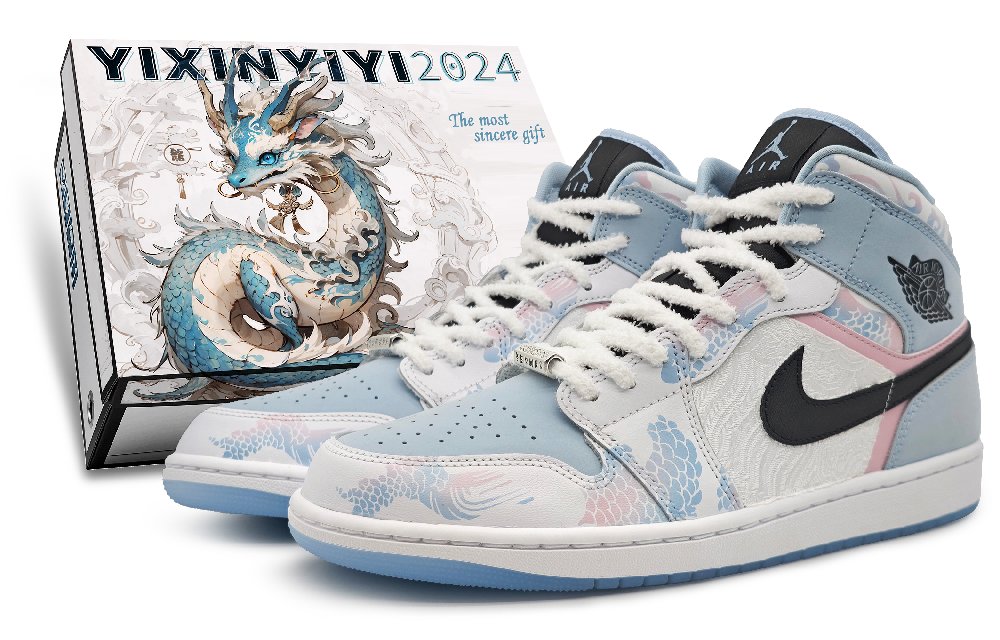 Jordan Air Jordan 1 Mid-Top Vintage Basketball Shoes Men's Blue Pink White