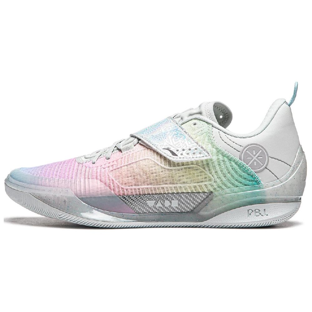 LiNing Баскетбольные кроссовки Low Top Морозно-белый/Нежно-вишневый розовый/Небесно-голубой Мужские