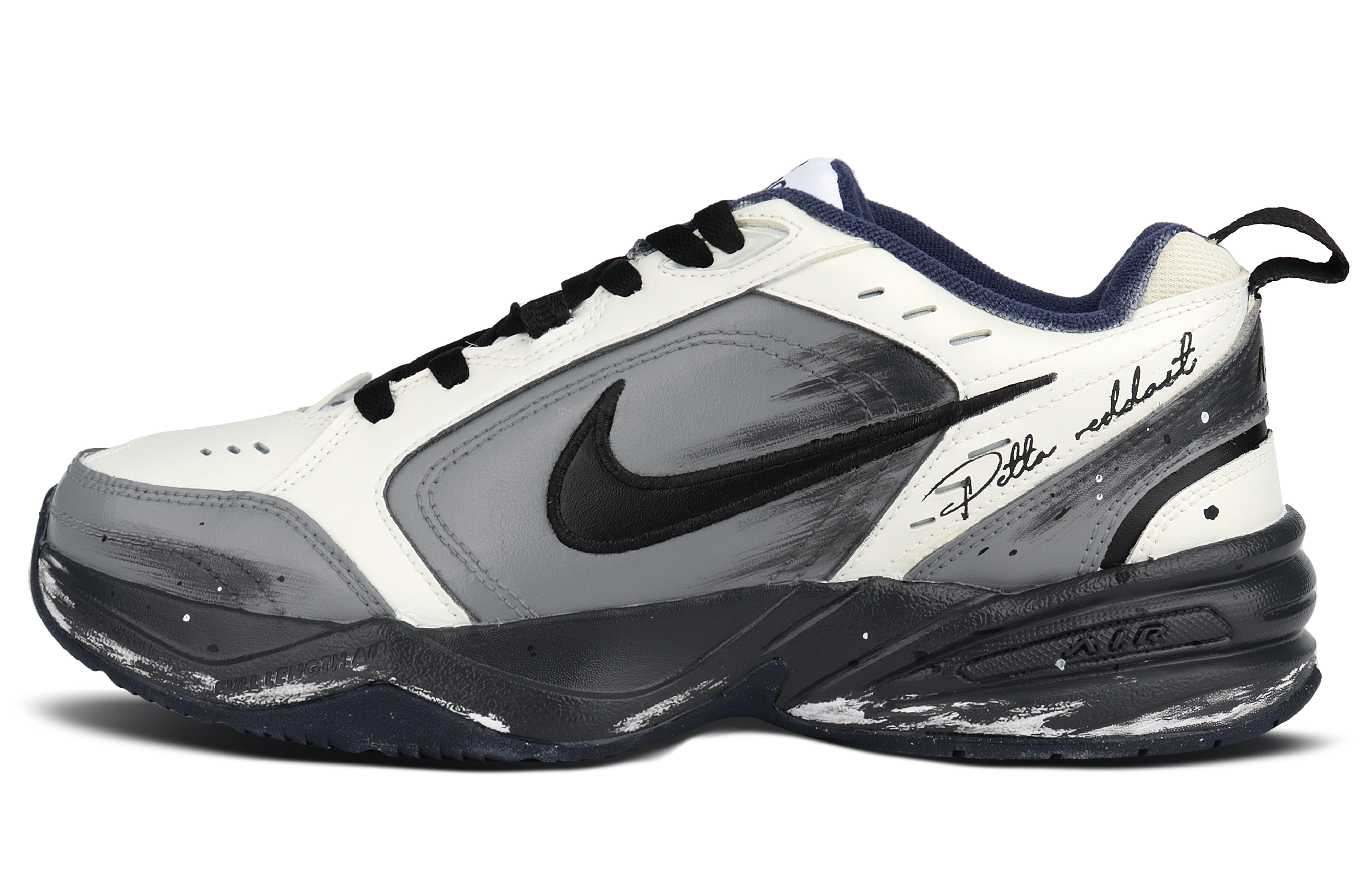 Nike Air Monarch 4 Height Increasing Abrasion Resistant Slip Resistant Low top Chunky Sneakers Unisex Gray Beige Black