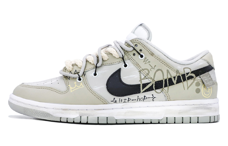 Nike Dunk Slip Resistant, Abrasion Resistant, Lightweight Low Top Skateboard Shoes Unisex White Gray Yellow