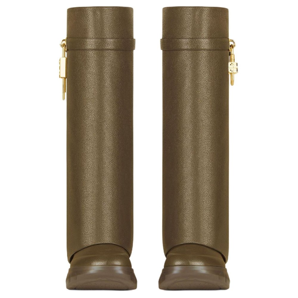 Givenchy Shark Lock Knee high Boots 8.38cm Women's Dark Khaki