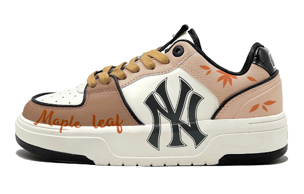 MLB Chunky Liner Anti-Slip Wear-Resistant Low-Top Skateboard Shoes Unisex Orange Brown