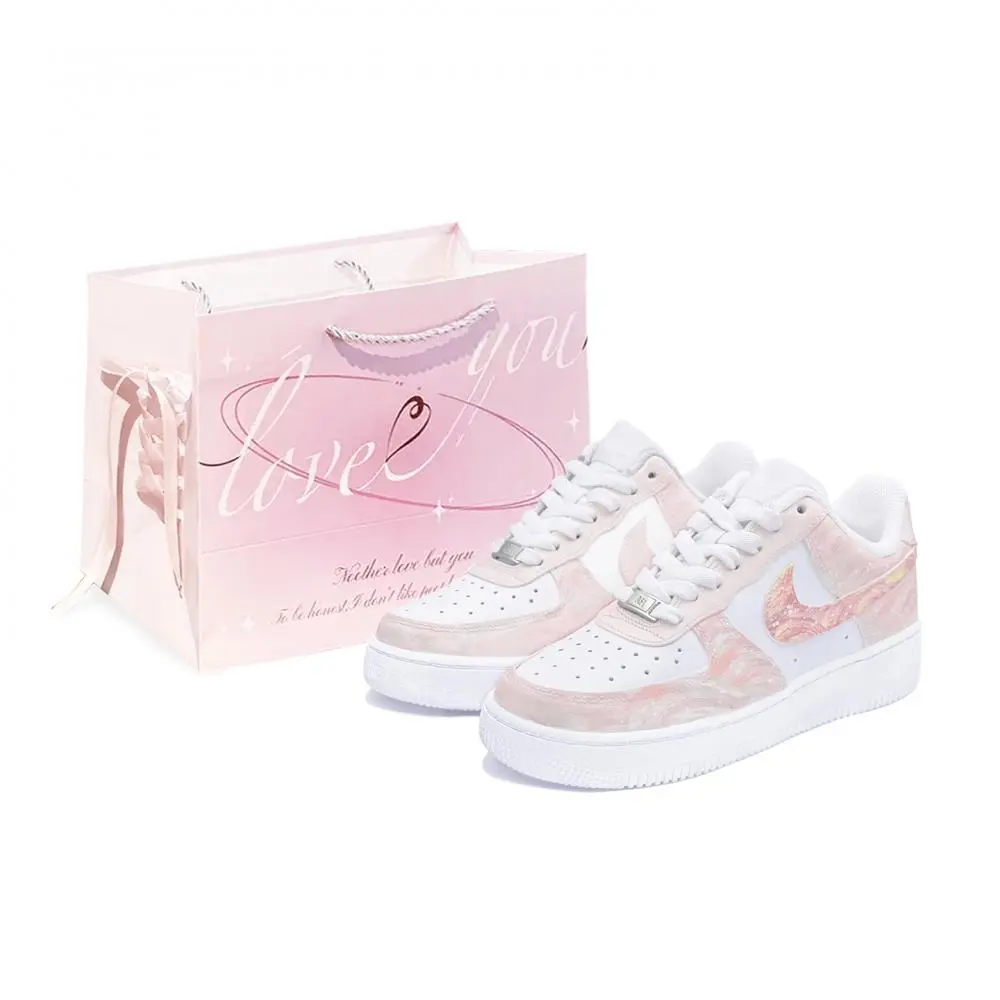 Nike Air Force 1 Skateboard Shoes Unisex Low top White/Peach Pink