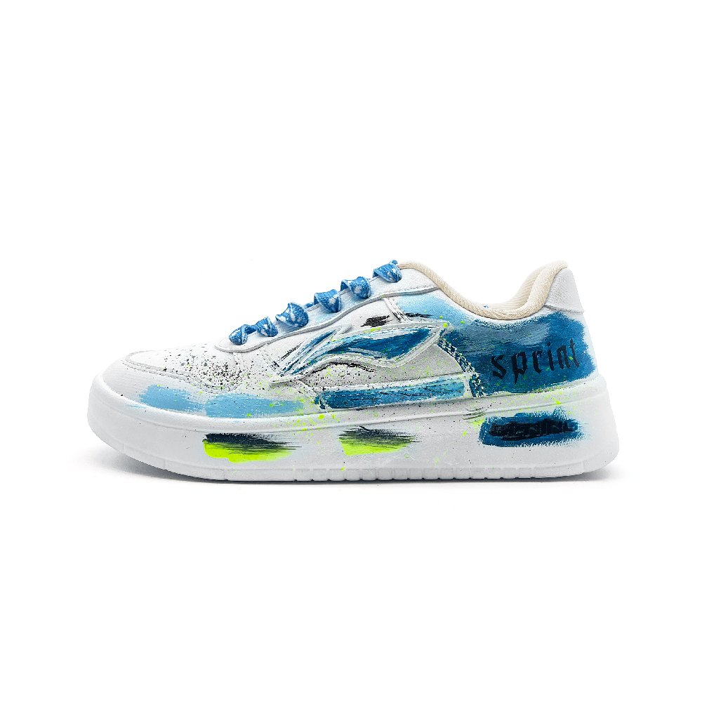 LiNing Pontoon Boats Shock Absorbers Slip Resistant Low top Skateboard Shoes Unisex White Blue