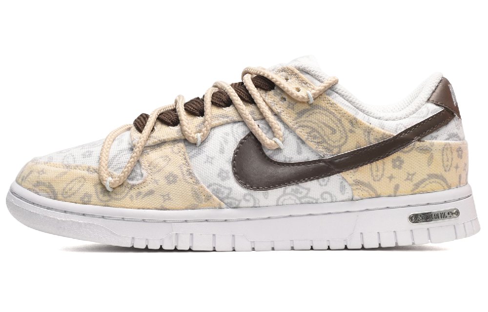 Nike Dunk Skateboard Shoes Women's Low-Top Yellow-white-brown
