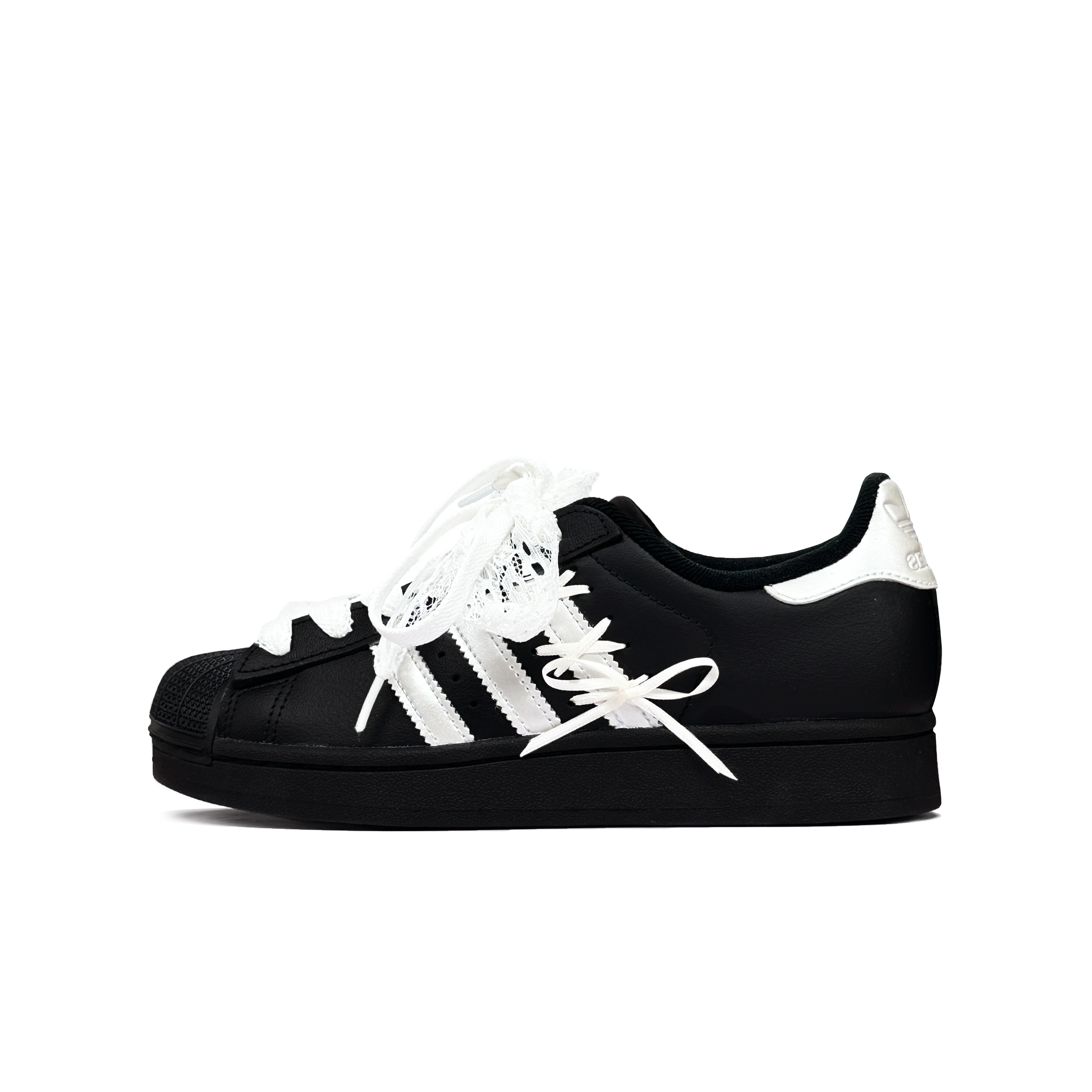 Adidas Originals Superstar 2 GS Spacetime Lover Abrasion Resistant Low top Skateboard Shoes Women's Black Silver