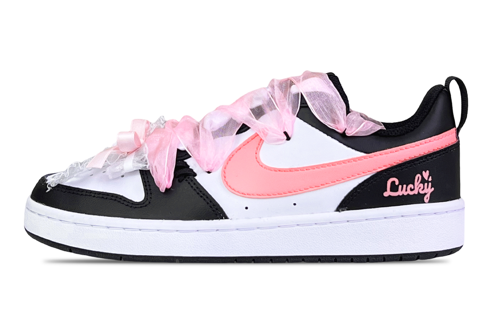 Nike Court Borough 2 [in Stock]Lace Story Slip Resistant Low top Skateboard Shoes Women's Black Pink