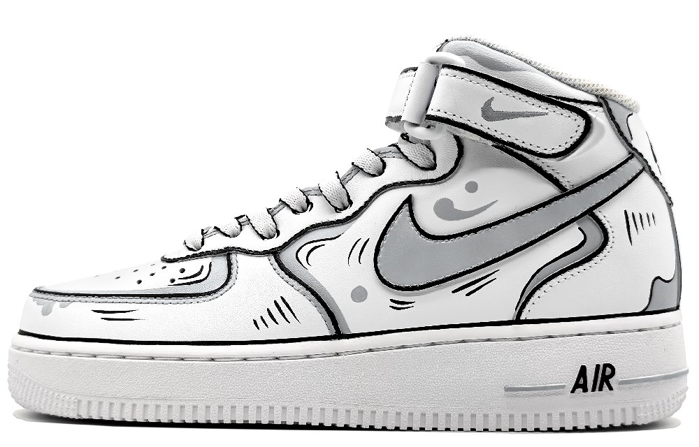 Nike Air Force 1 Mid-Top Skateboard Shoes Men's Black Gray