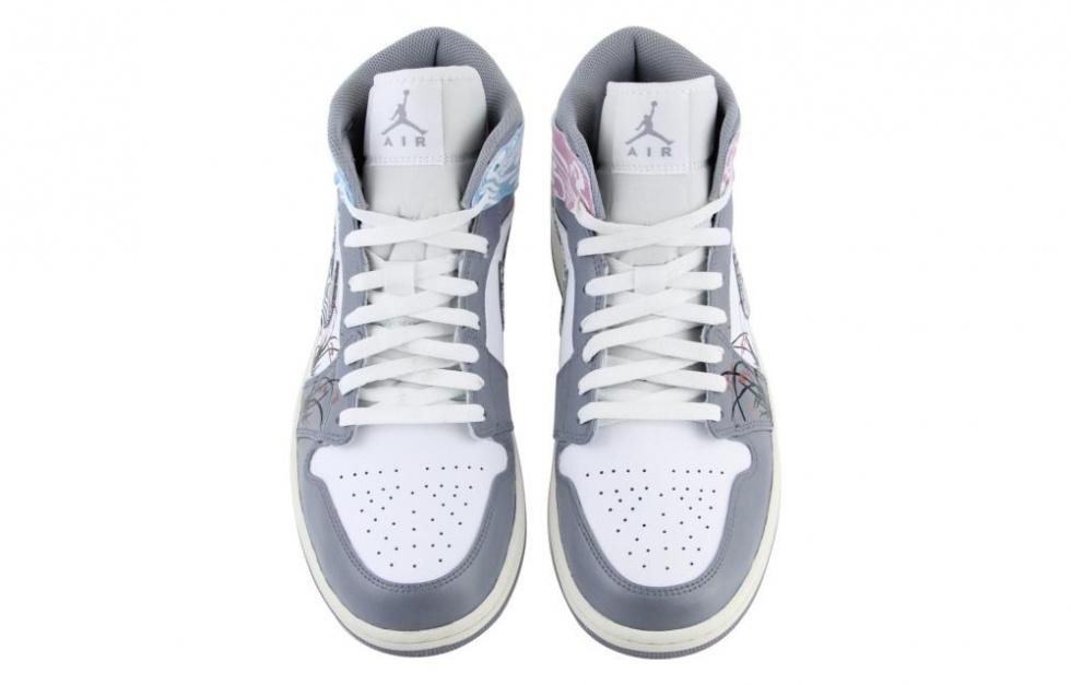 Jordan Air Jordan 1 Trendy Versatile Mid Top Vintage Basketball Shoes Men's Blue Pink Gray купить в интернет-магазине Yoocart с быстрой доставкой по России.