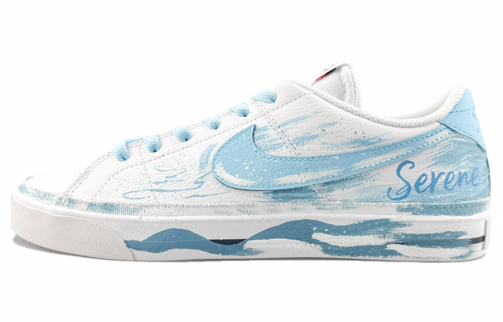 Nike Court Legacy Low top Skateboard Shoes Men's White Blue