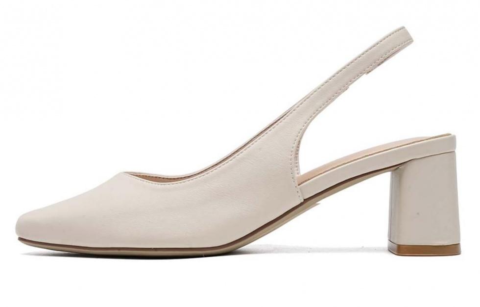 EBLAN Chunky Heel High Heels Women's Beige