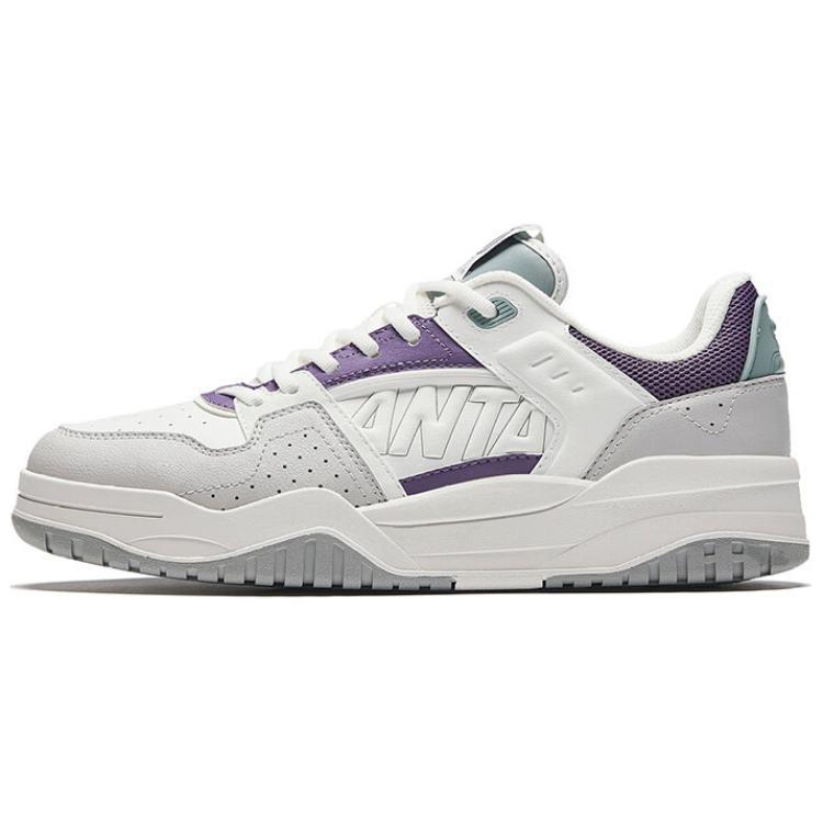 Anta Slam Lightweight Height Increasing Low-Top Skateboard Shoes Women's White Gray Purple
