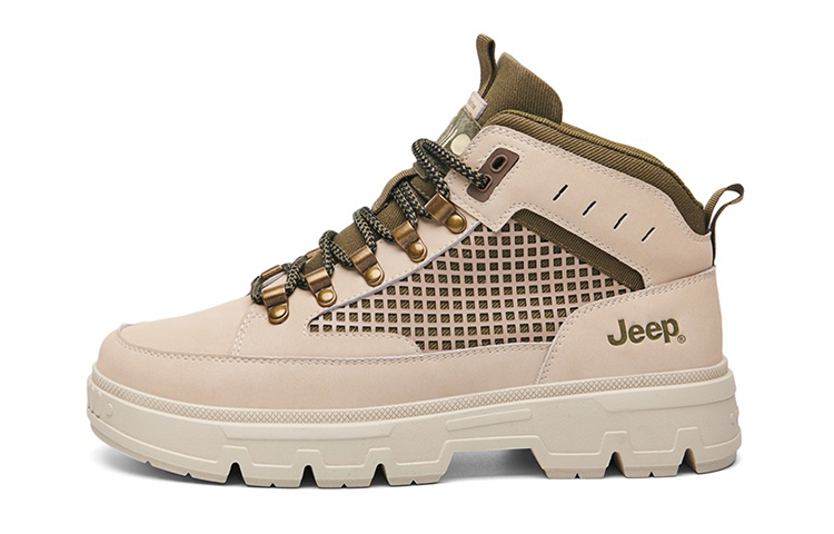 Jeep Abrasion Resistant Height Increasing Short Outdoor Boots Men's Beige