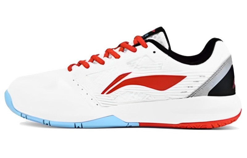 LiNing Feather Abrasion Resistant Low Top Badminton Shoes Unisex White Red