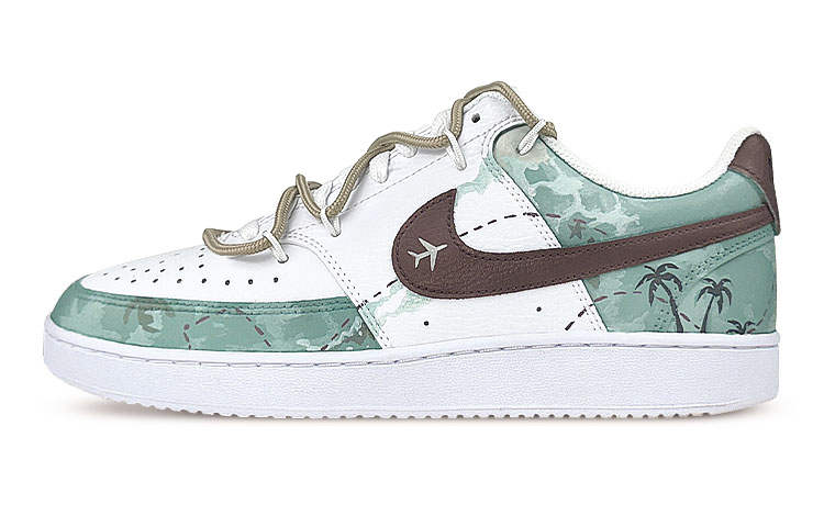 Nike Court Vision 1 Low Low-Top Skateboard Shoes Men's White Green