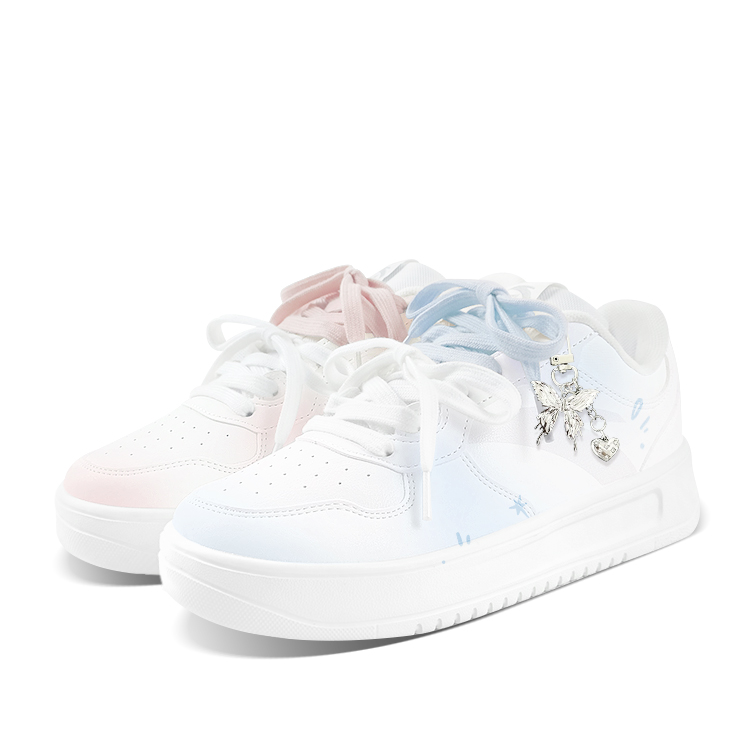 Anta Relaxed Anti Slip Wear Resistant Low Top Skateboard Shoes Unisex Blue Pink Mismatched