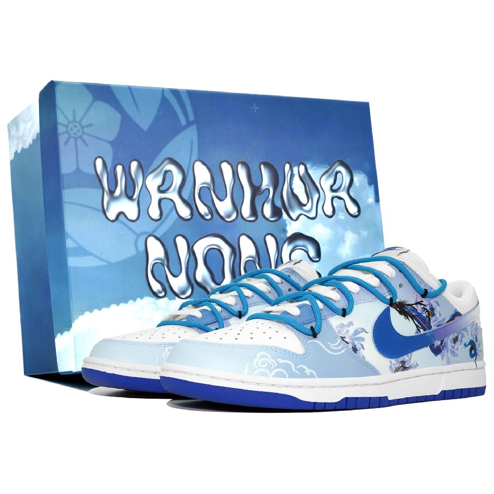 Nike Dunk Kaleidoscope Water Surge Dragon Box Low-Top Skateboard Shoes Men's Blue White