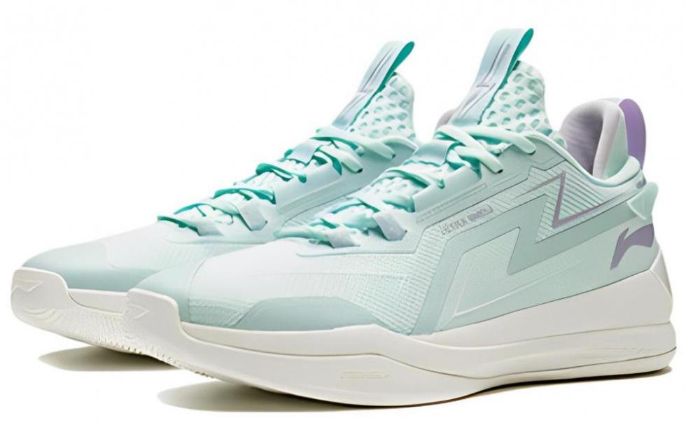 LiNing Flash 2.0 Abrasion Resistant Breathable Low Top Basketball Shoes Men's Light Ice Blue