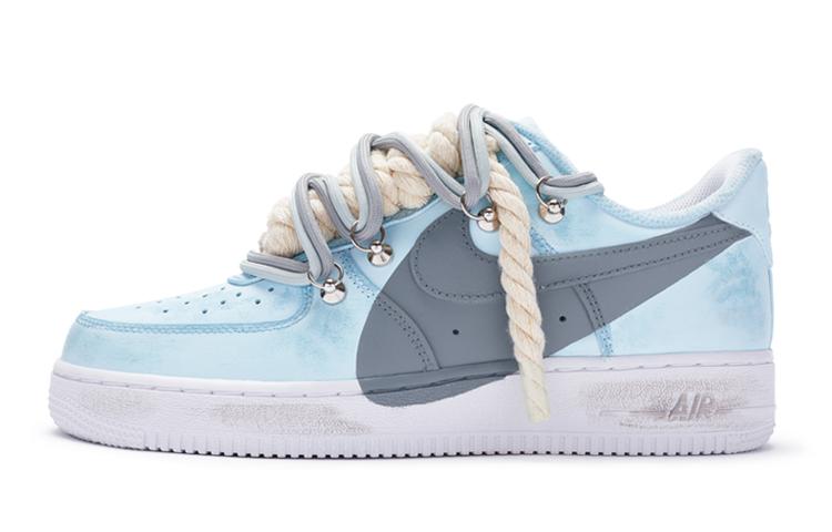 Nike Air Force 1 Anti Slip Wear Resistant Low Top Skateboard Shoes Women's Blue Gray