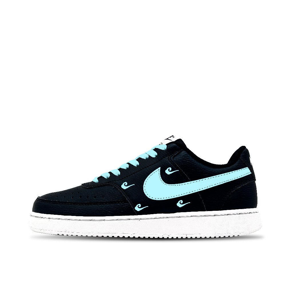 Nike Court Vision Winter Night Slip Resistant Low Top Skateboard Shoes Men's Black Blue
