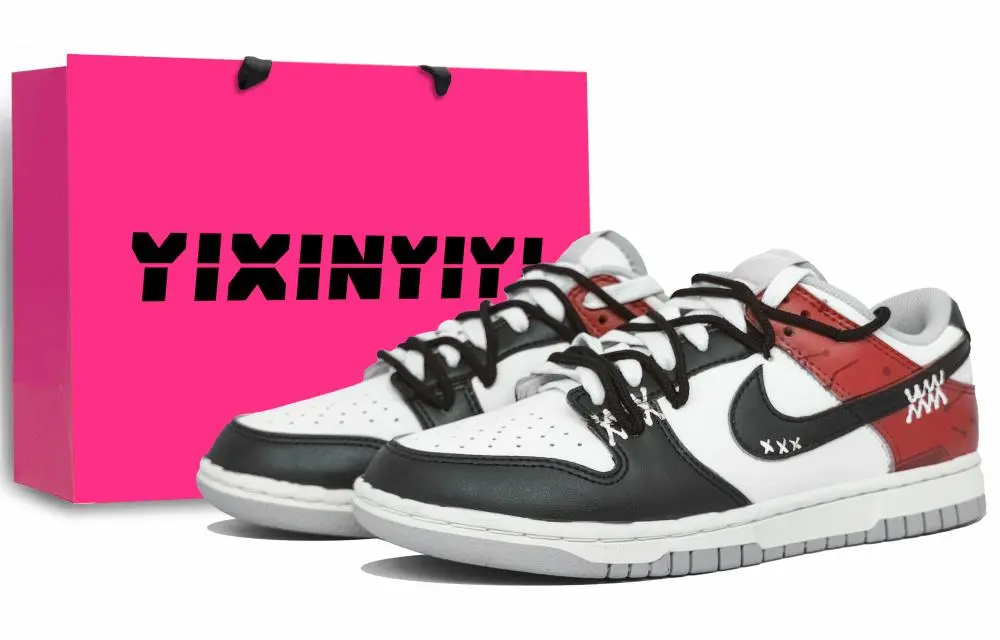 Nike Dunk Abrasion Resistant Low top Skateboard Shoes Unisex Alert Red