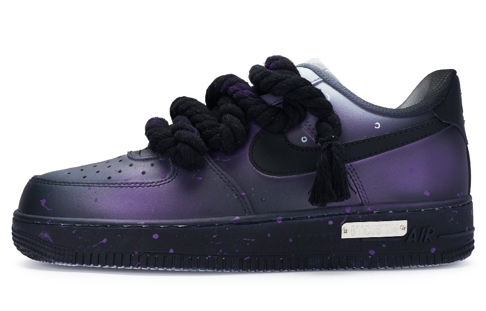 Nike Air Force 1 Low Top Skateboard Shoes Men's Black Purple