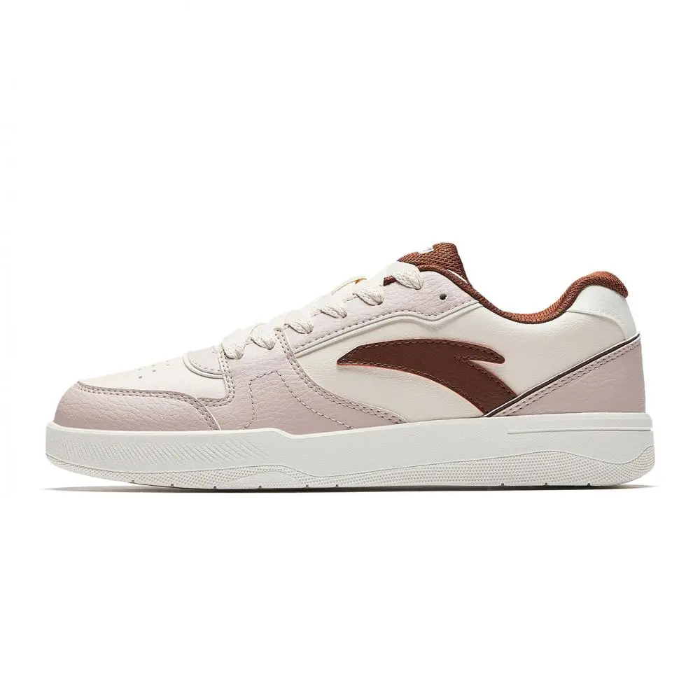 Anta Balanced Lightweight Low top Skateboard Shoes Women's Fish Belly White/Lotus Gray/Smoke Red Brown