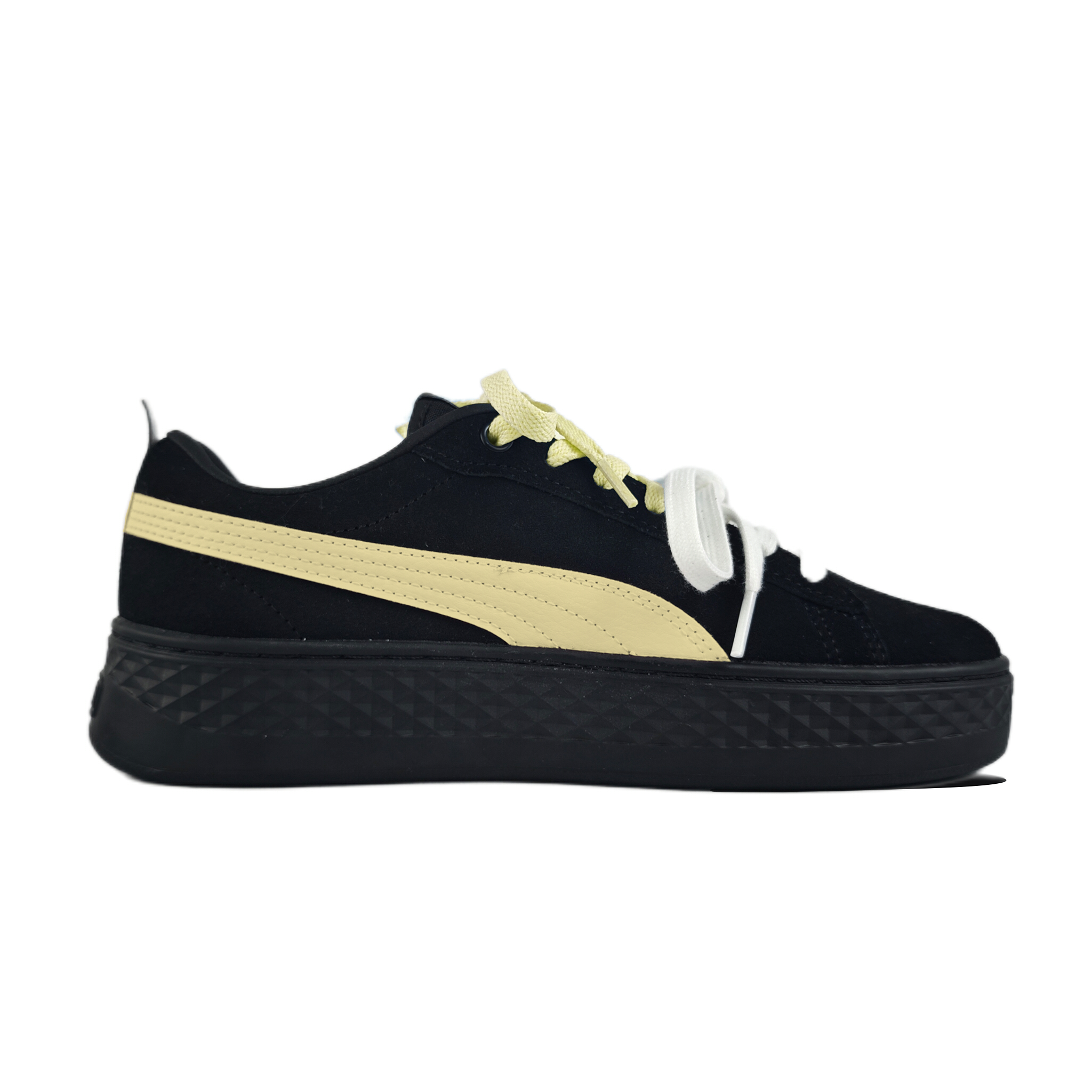 PUMA Smash Platform Yellow Claws Abrasion Resistant Breathable Low top Skateboard Shoes Women's Black