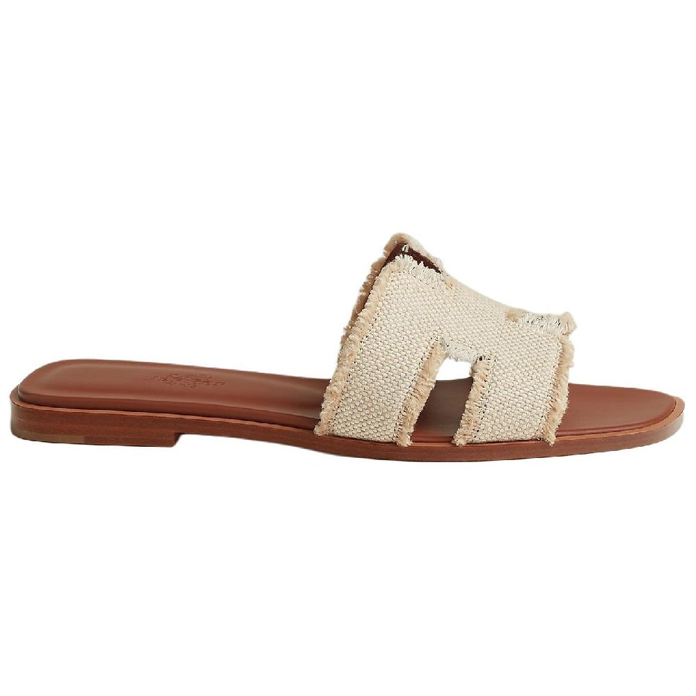 HERMES Oran Slide Slippers Women's Beige Brown